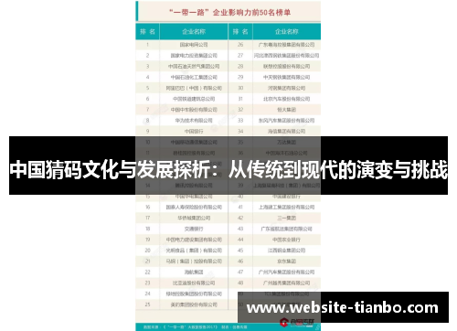 中国猜码文化与发展探析：从传统到现代的演变与挑战